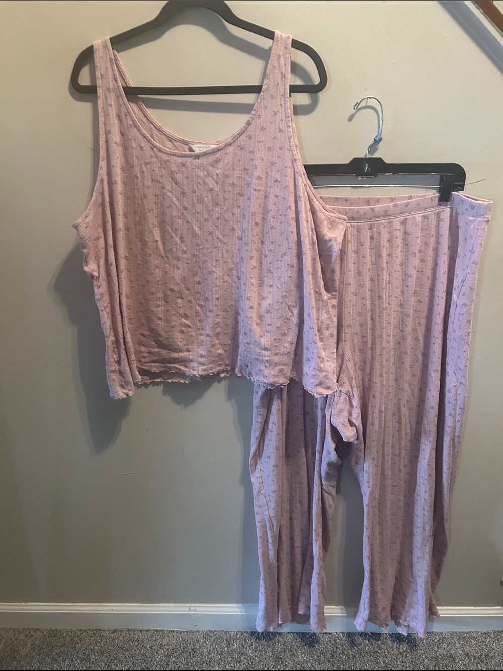 Charter Club Pale Pink Two-Piece Tank & Wide-Leg Pajama Set